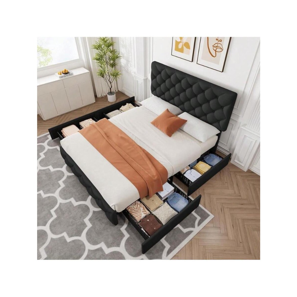 Cadre de lit Queen/King Size a - King Size Bed Frame With Storage Drawers avis et prix