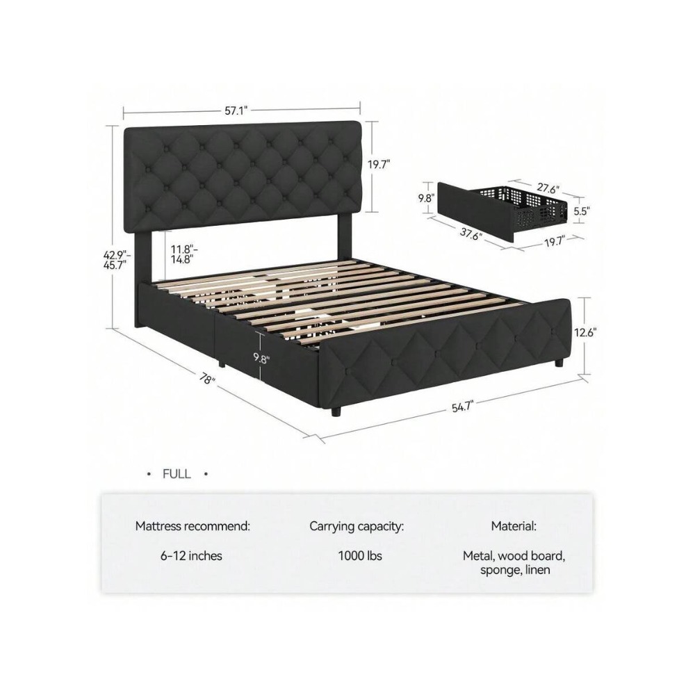 Cadre de lit Queen/King Size a - King Size Bed Frame With Storage Drawers avis et prix