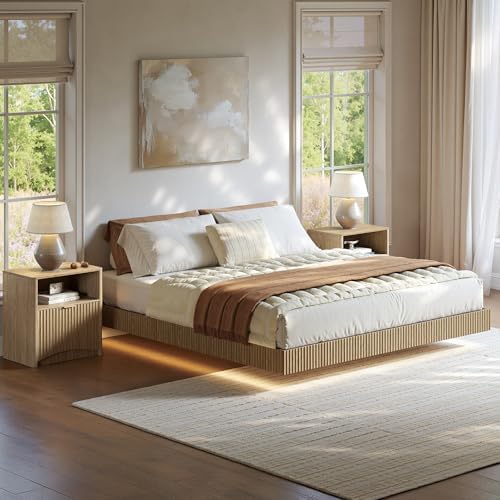 Ensemble de chambre à coucher, - Floating Nightstand With Led Light avis et prix