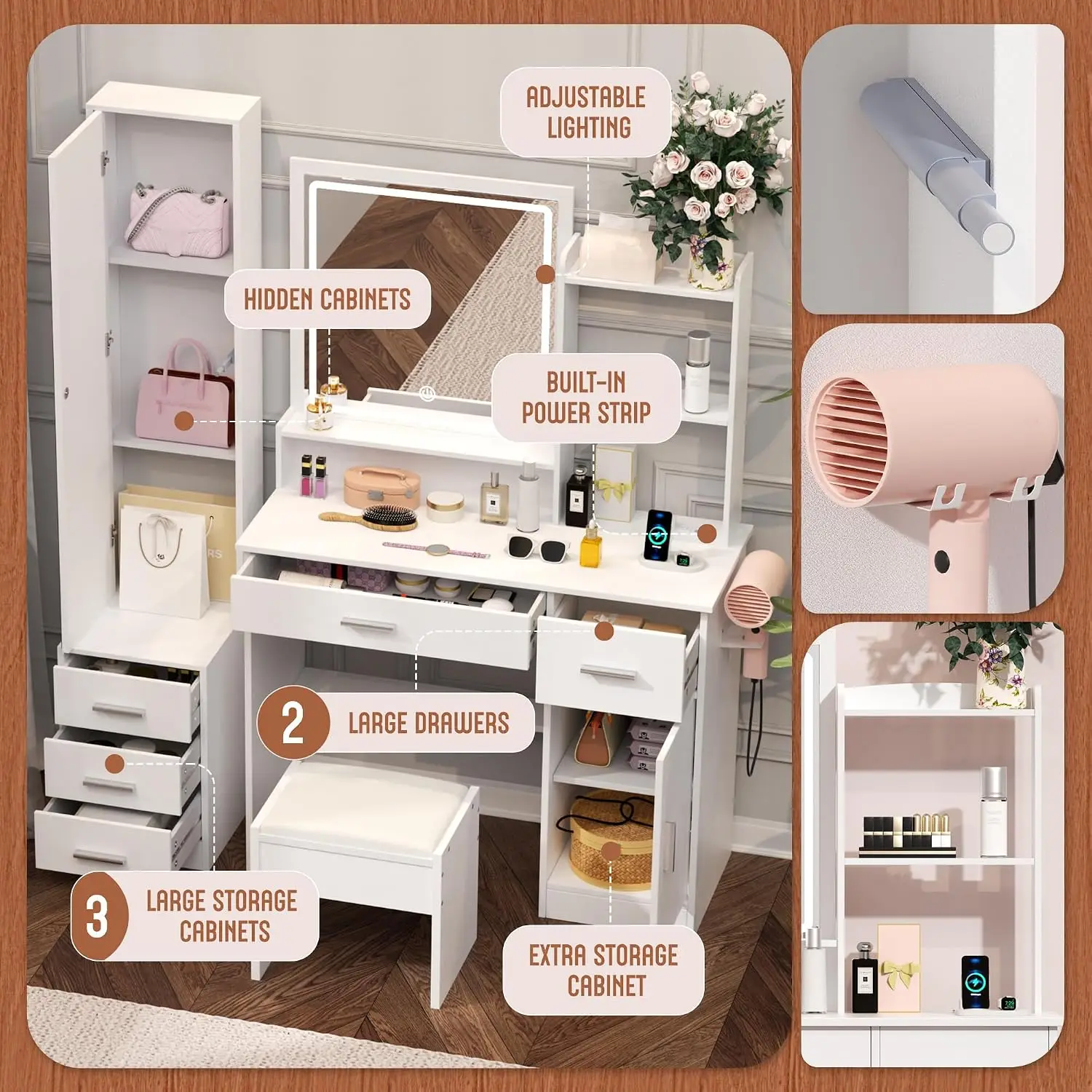 INTERGREAT Coiffeuse de Maquil - Dressing Table Vanity With Lighted Mirror avis et prix