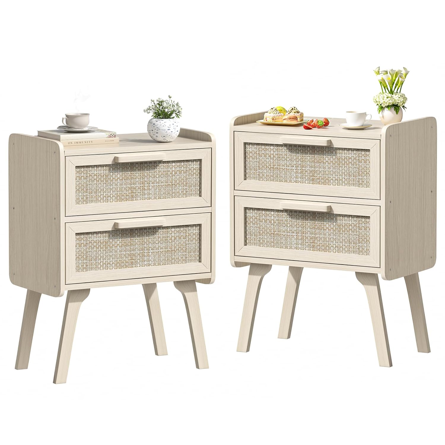 Ensemble de 2 tables de chevet - Solid Wood Nightstand 2 Drawers avis et prix