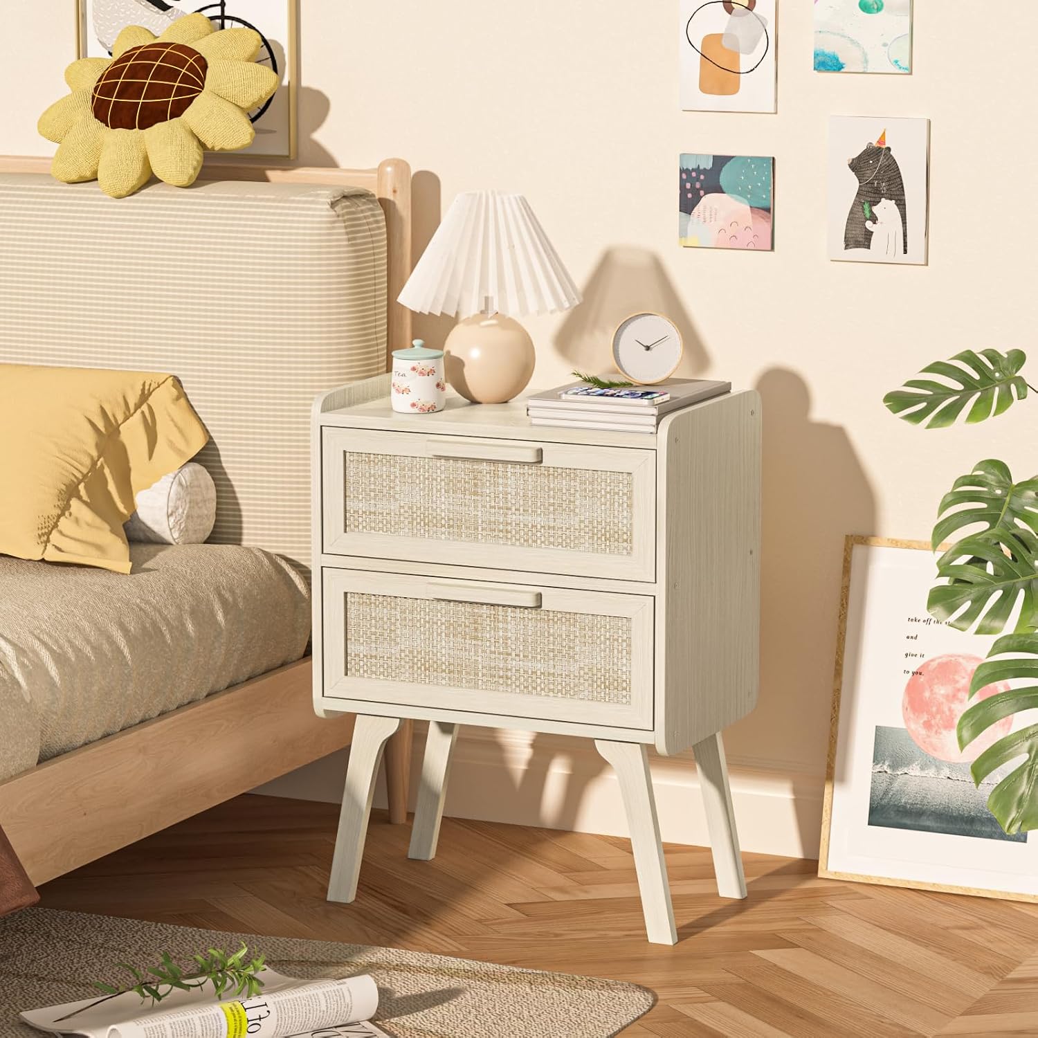 Ensemble de 2 tables de chevet - Solid Wood Nightstand 2 Drawers avis et prix