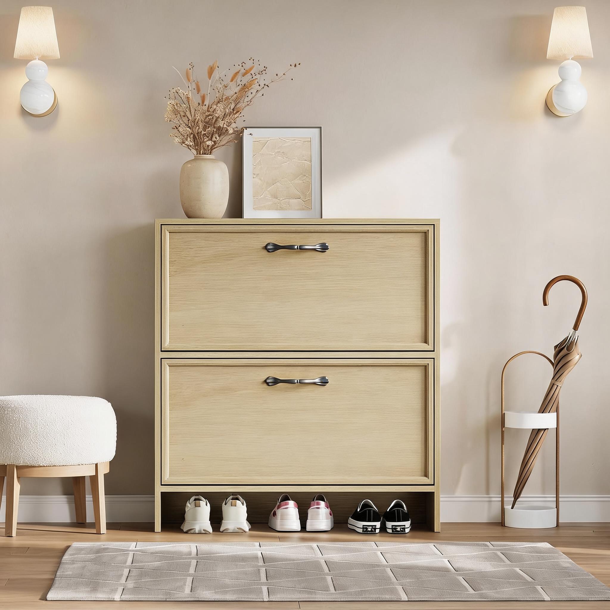 Meuble à chaussures à 2 tiroir - Shoe Rack Cabinet Narrow Entryway avis et prix