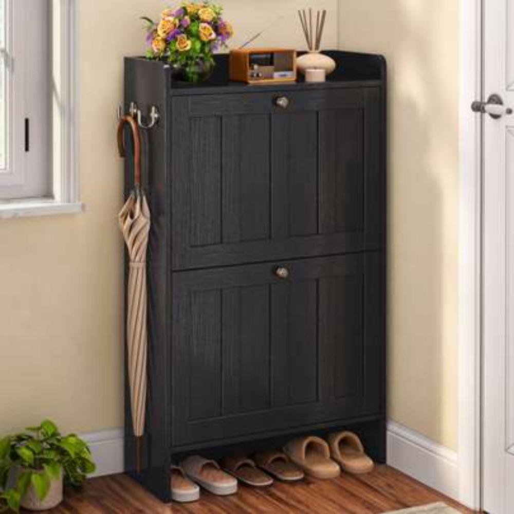 Meuble à chaussures avec 2 tir - Shoe Rack Cabinet Narrow Entryway avis et prix