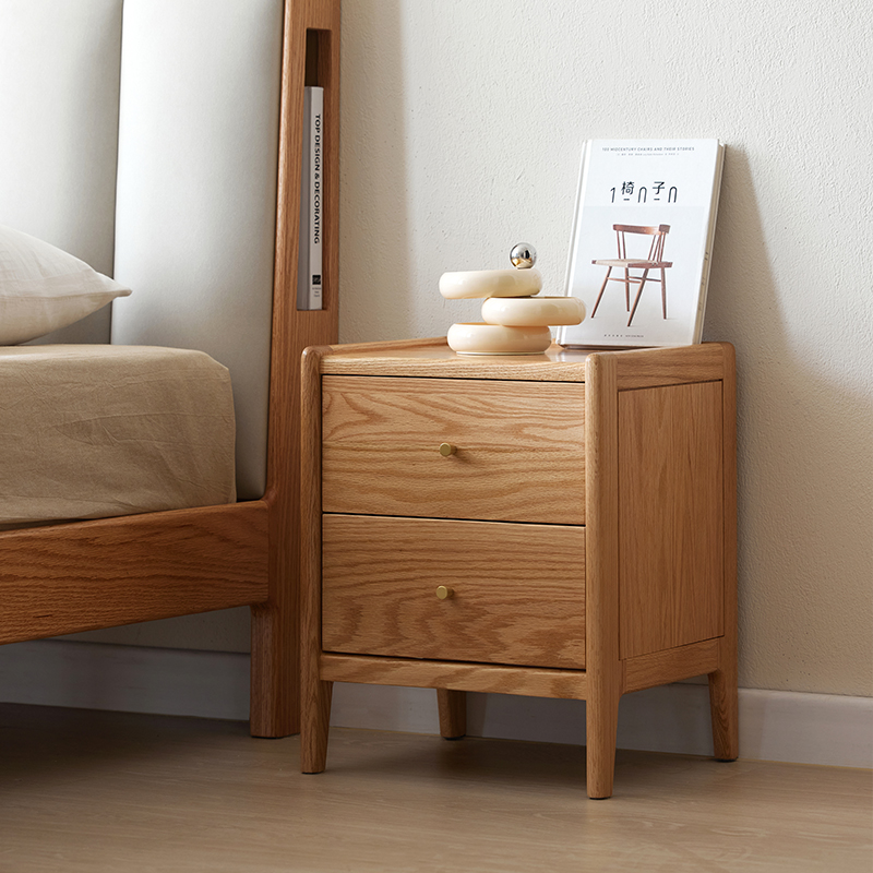 Meubles de chambre à coucher e - Solid Wood Nightstand 2 Drawers avis et prix