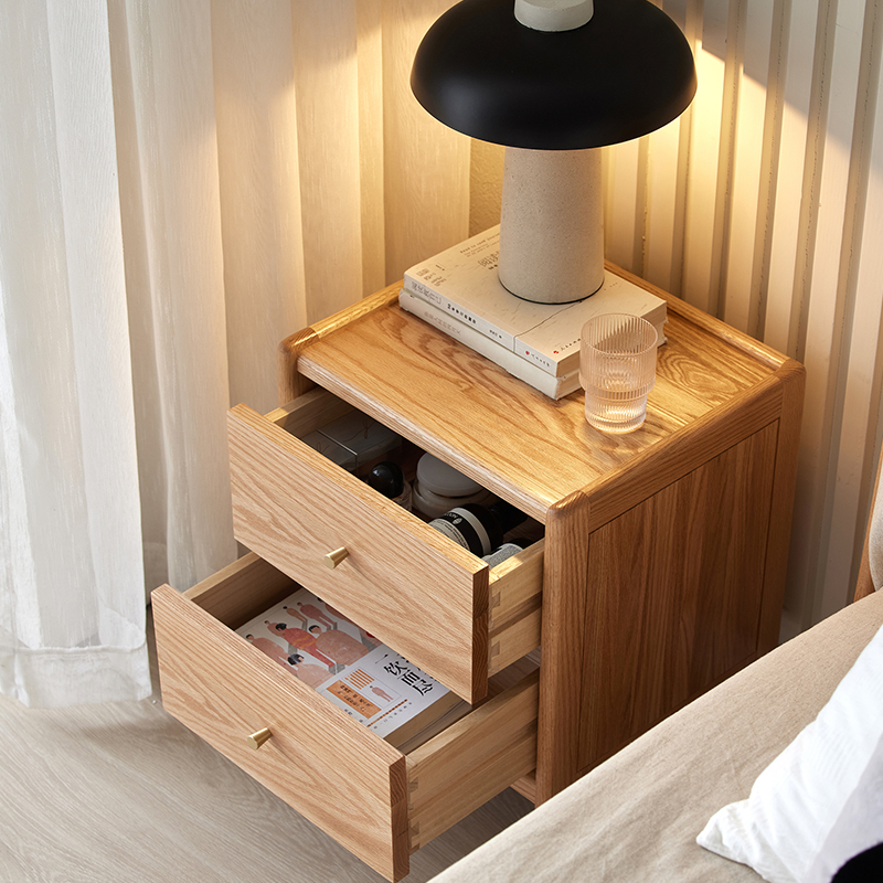 Meubles de chambre à coucher e - Solid Wood Nightstand 2 Drawers avis et prix