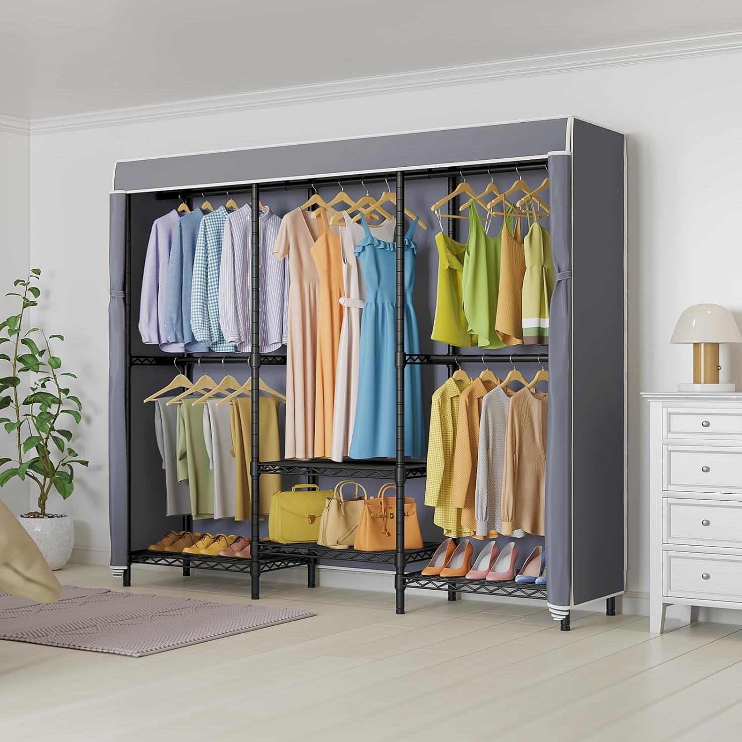 Porte-vêtements couvert avec é - Wardrobe Closet Portable Fabric Cover avis et prix