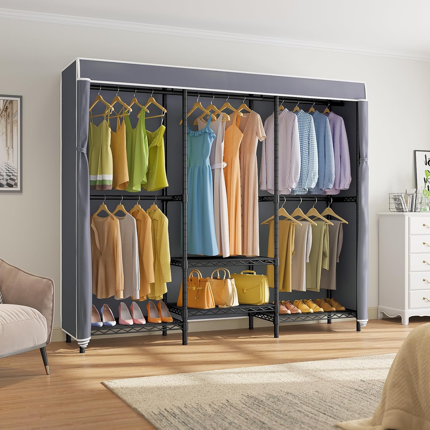 Porte-vêtements couvert avec é - Wardrobe Closet Portable Fabric Cover avis et prix
