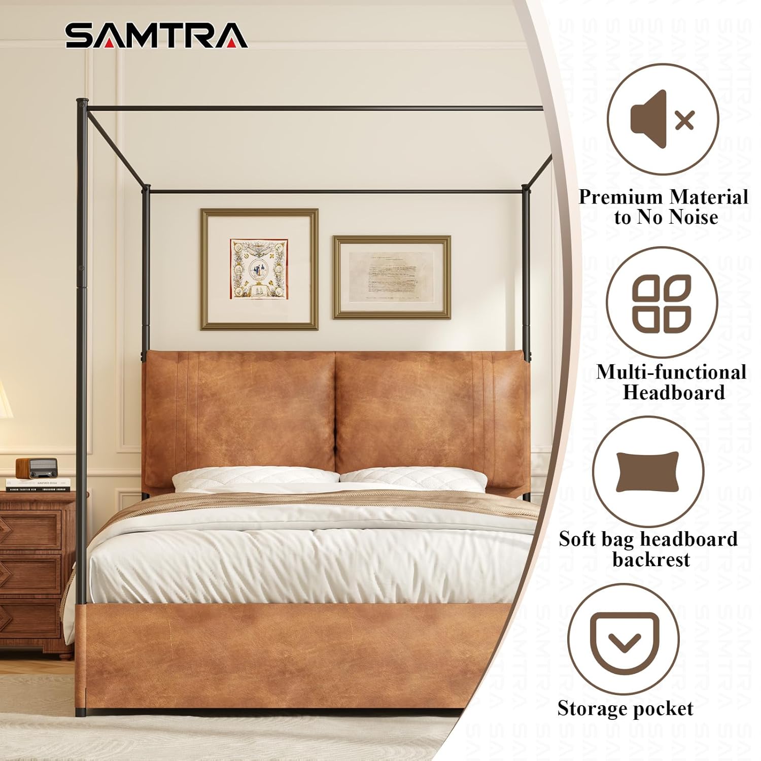 Lit à baldaquin Queen avec têt - Canopy Bed Frame Metal Queen avis et prix