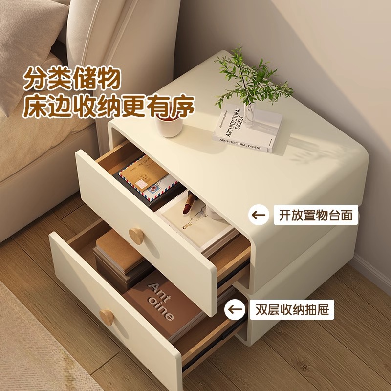 Table de Chevet Minimaliste Cr - Solid Wood Nightstand 2 Drawers avis et prix
