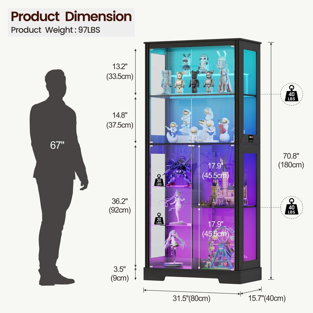 Vitrine d'angle éclairée en bo - Storage avis et prix