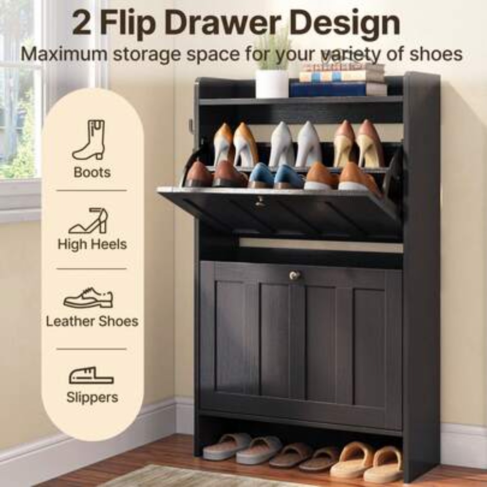 Meuble à chaussures étroit aut - Shoe Rack Cabinet Narrow Entryway avis et prix