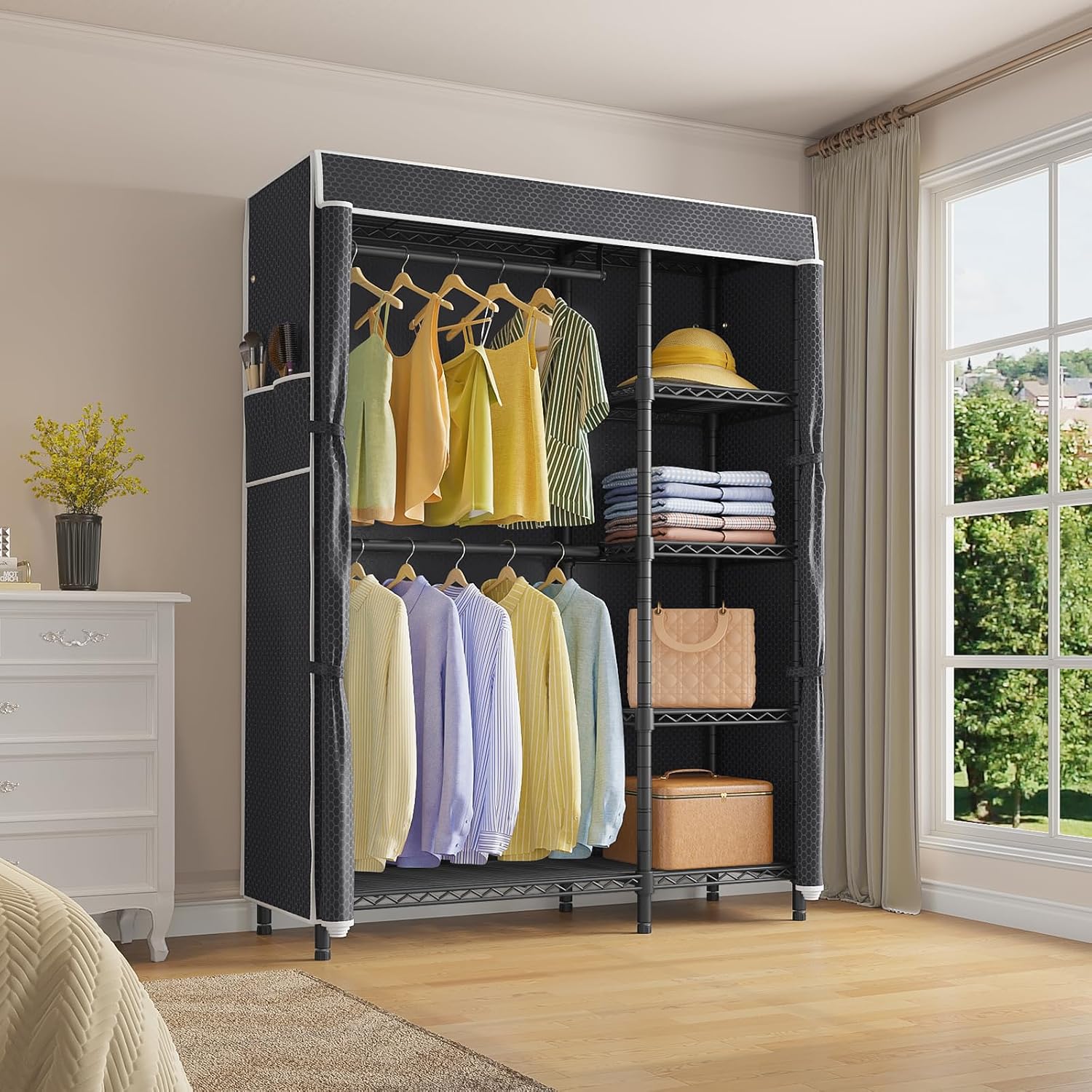 Armoire portable robuste avec  - Wardrobe Closet Portable Fabric Cover avis et prix