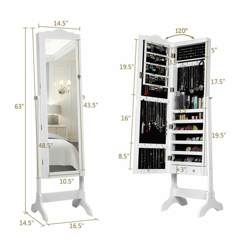Armoire à bijoux avec 14 LED,  - Full Length Mirror Jewelry Armoire avis et prix
