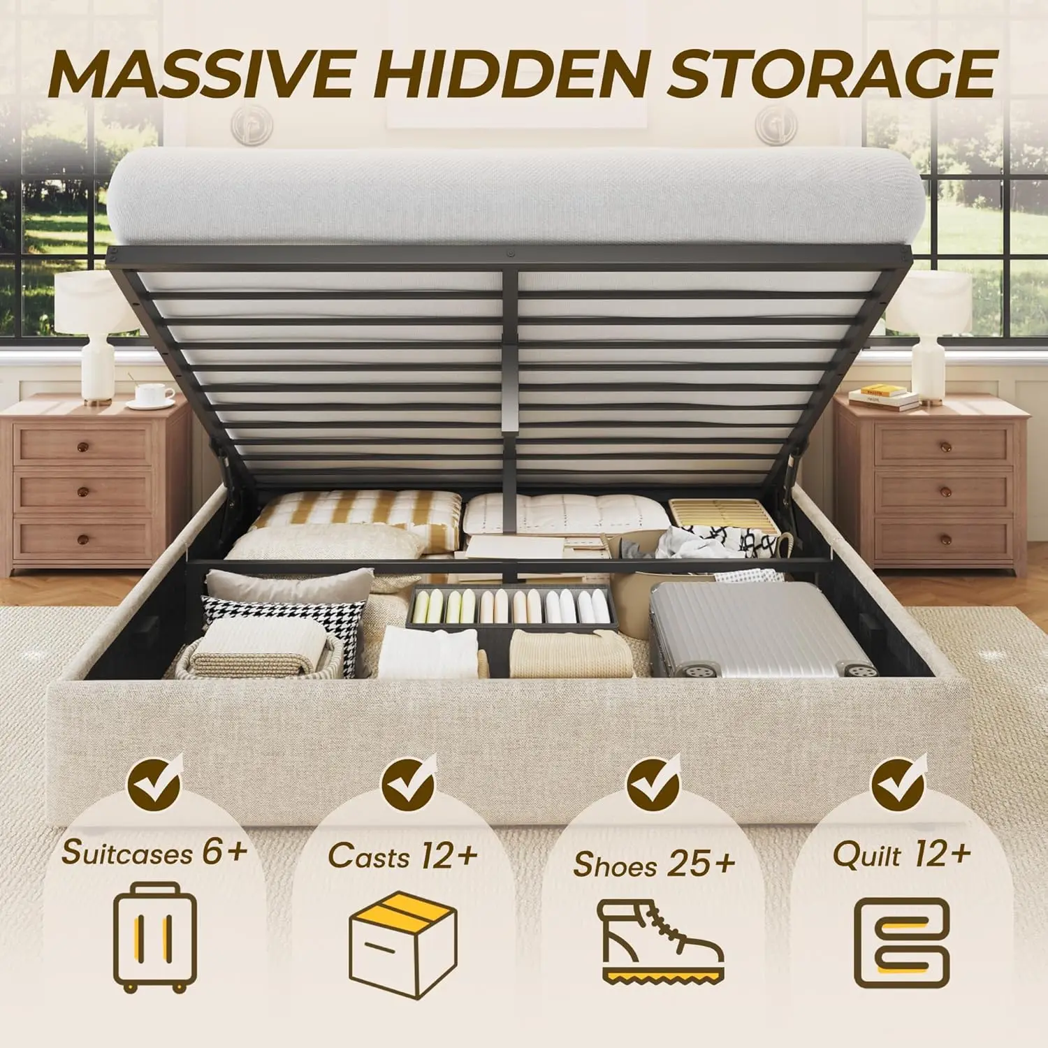 Cadre de lit avec rangement in - Gas Lift Storage Bed Hydraulic avis et prix