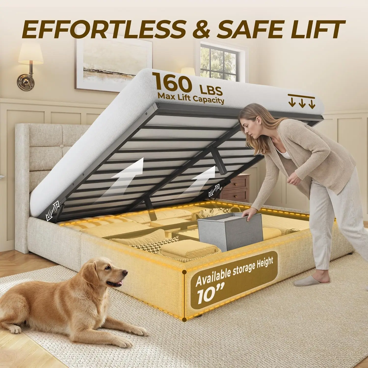 Cadre de lit avec rangement in - Gas Lift Storage Bed Hydraulic avis et prix