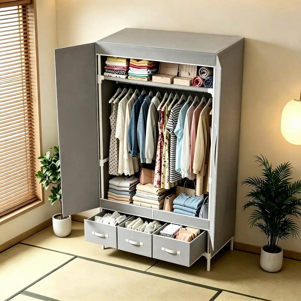 Armoire portable, organisateur - Wardrobe Closet Portable Fabric Cover avis et prix
