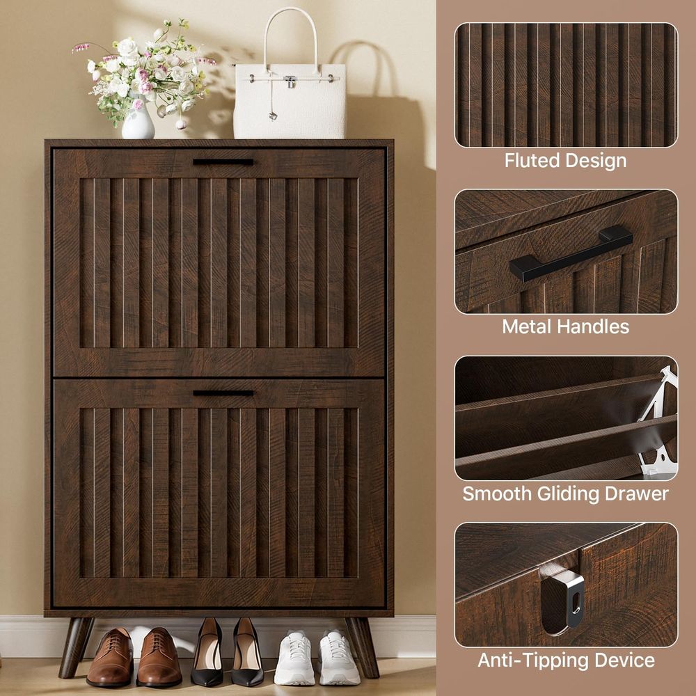 Meuble de rangement pour chaus - Shoe Rack Cabinet Narrow Entryway avis et prix