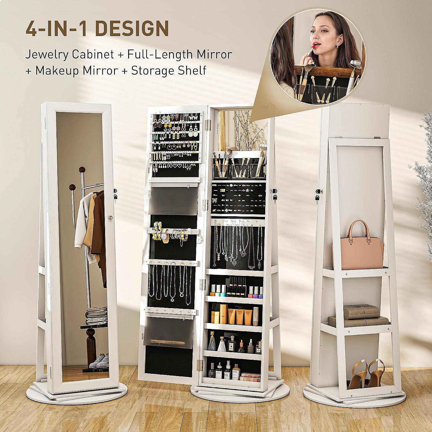 HOMCOM 360 °   Armoire à bijou - Full Length Mirror Jewelry Armoire avis et prix