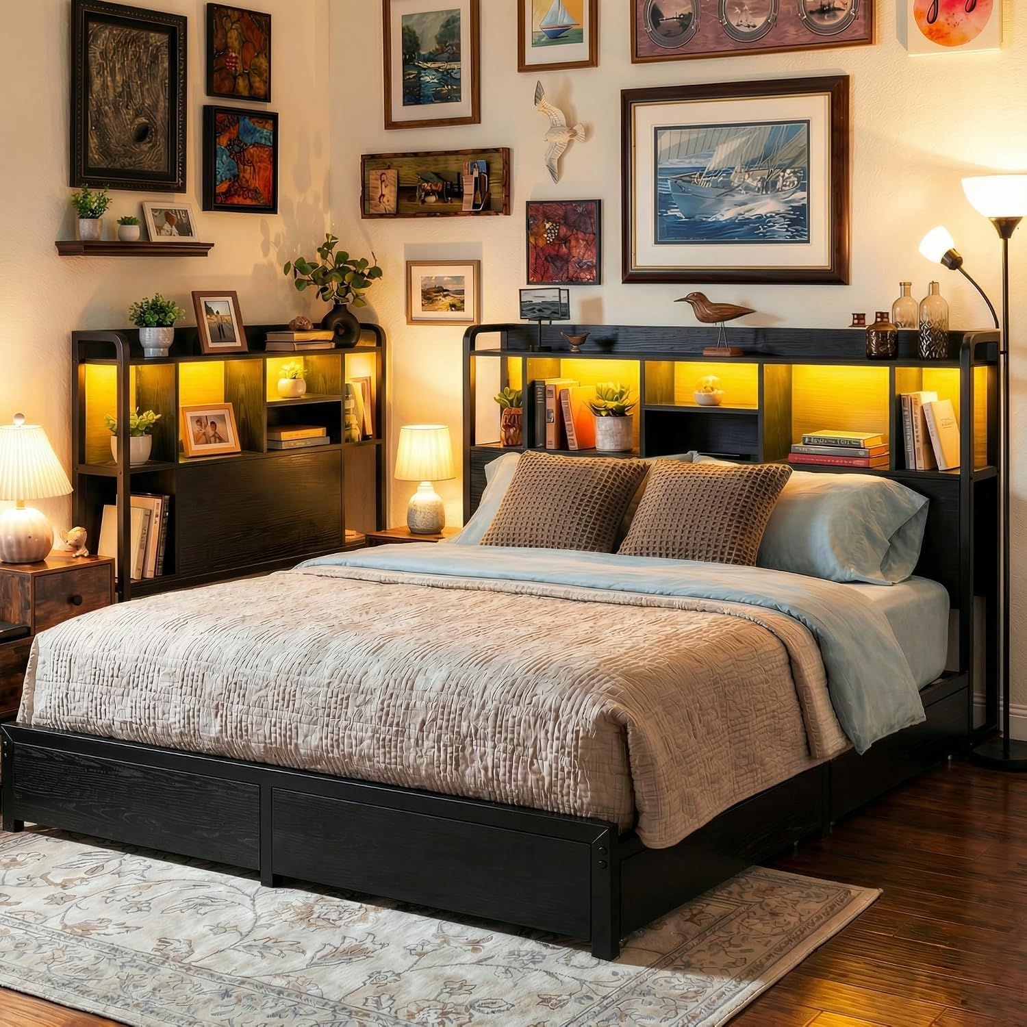 Cadre de lit King Size avec tê - King Size Bed Frame With Storage Drawers avis et prix