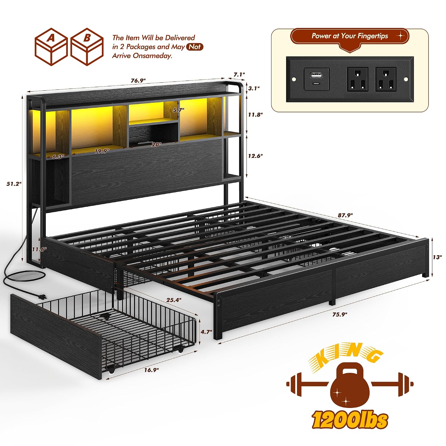 Cadre de lit King Size avec tê - King Size Bed Frame With Storage Drawers avis et prix