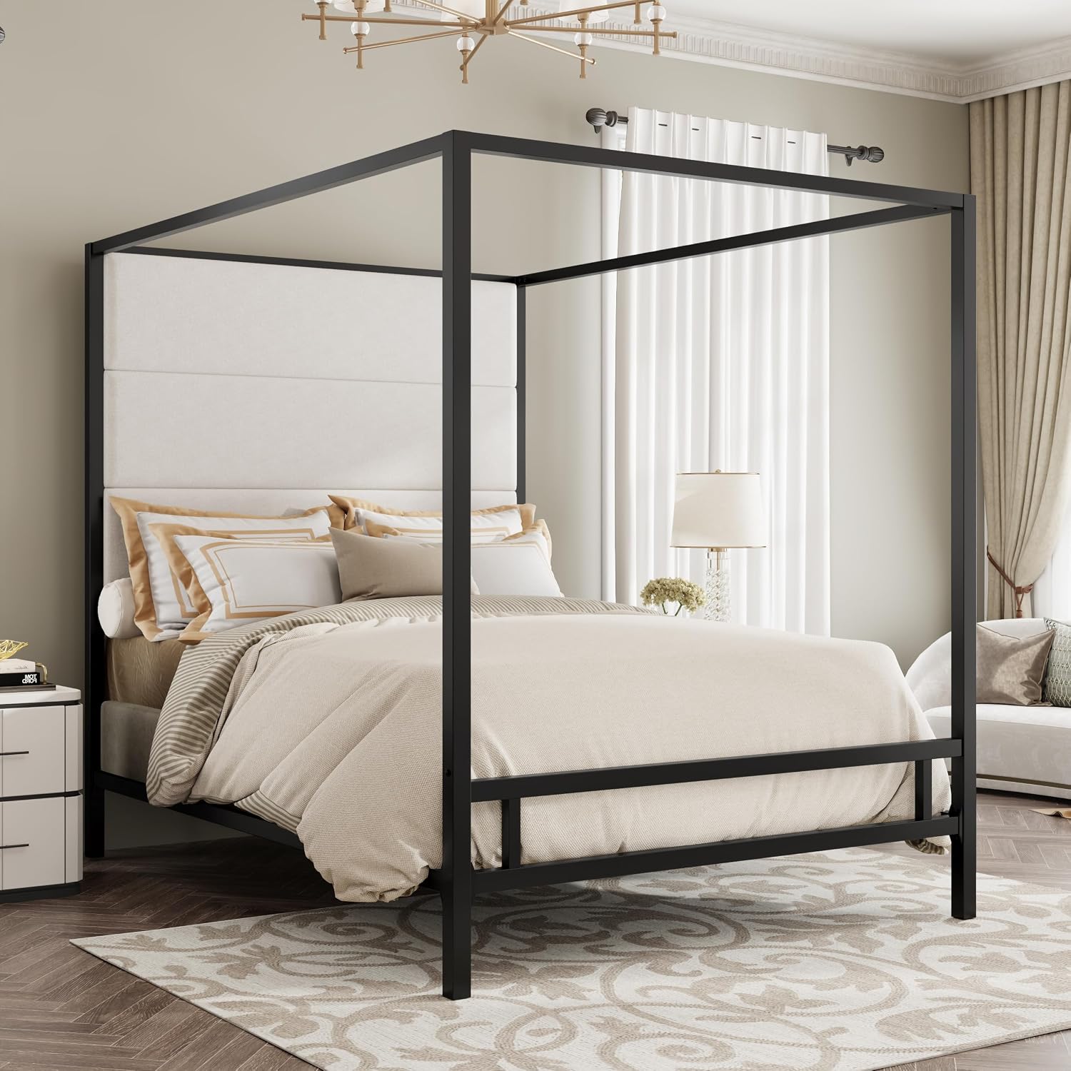Lit à baldaquin Queen, cadre d - Canopy Bed Frame Metal Queen avis et prix