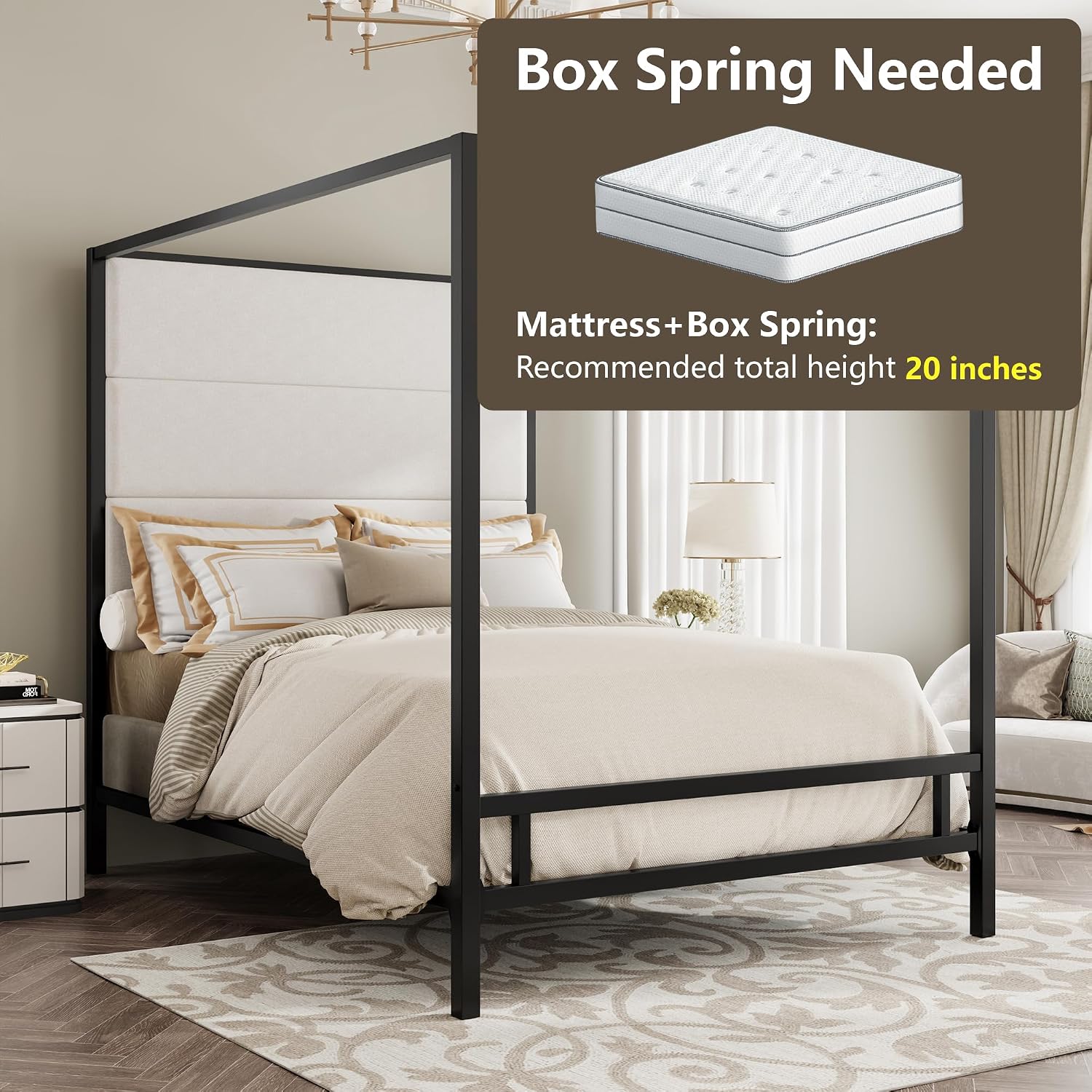 Lit à baldaquin Queen, cadre d - Canopy Bed Frame Metal Queen avis et prix
