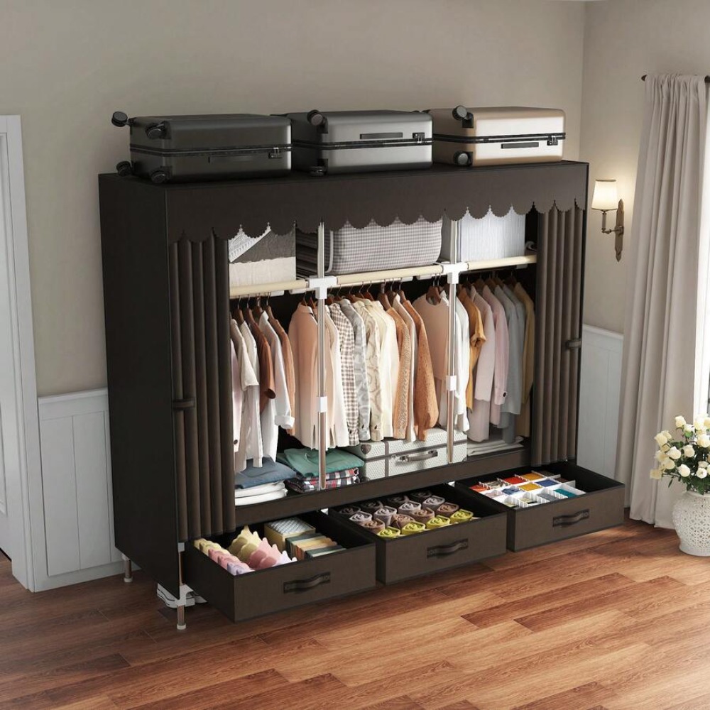 Armoire portable avec cadre en - Wardrobe Closet Portable Fabric Cover avis et prix