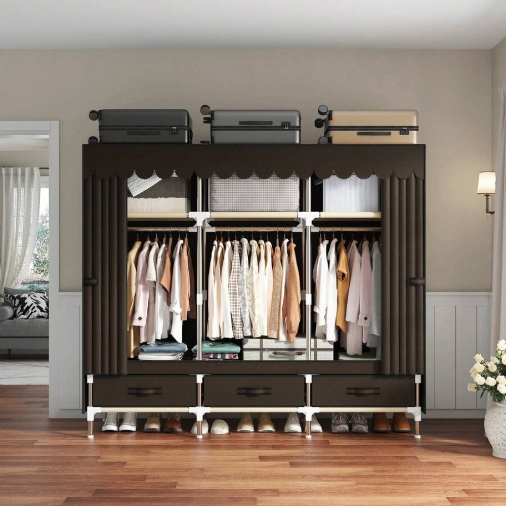 Armoire portable avec cadre en - Wardrobe Closet Portable Fabric Cover avis et prix