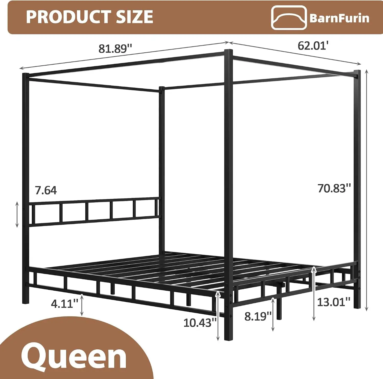 Cadre de lit à baldaquin en mé - Canopy Bed Frame Metal Queen avis et prix