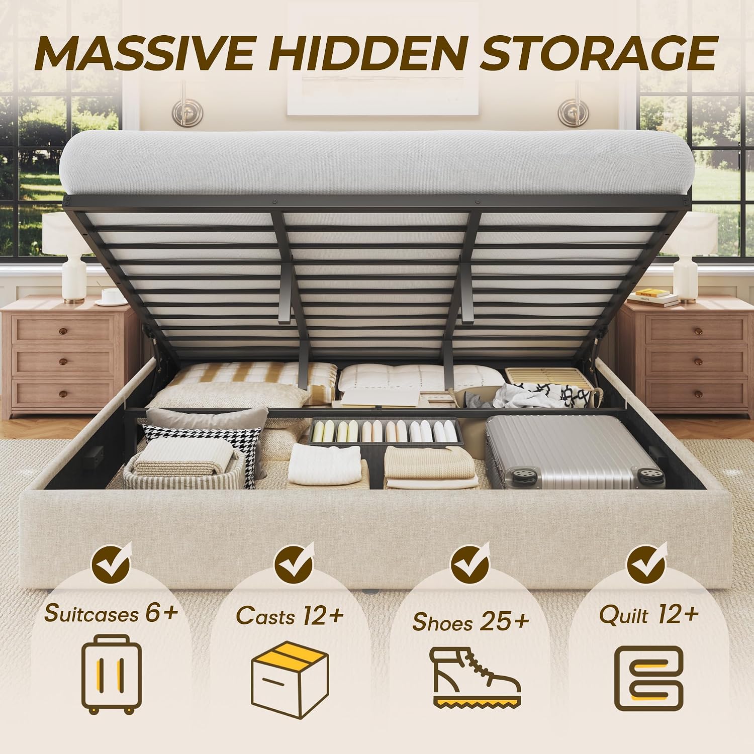 Cadre de lit King Size avec ra - Gas Lift Storage Bed Hydraulic avis et prix