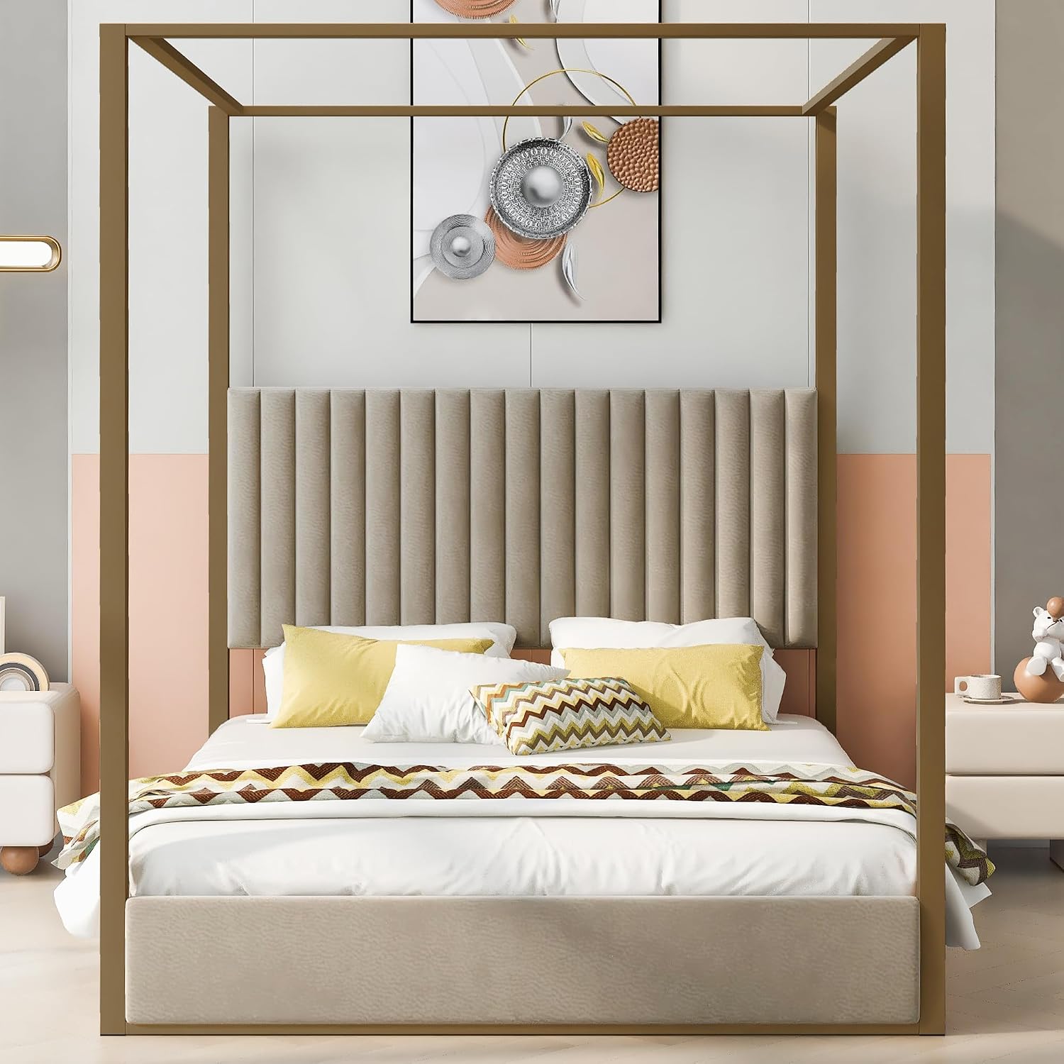 Lit plateforme moderne avec ba - Canopy Bed Frame Metal Queen avis et prix