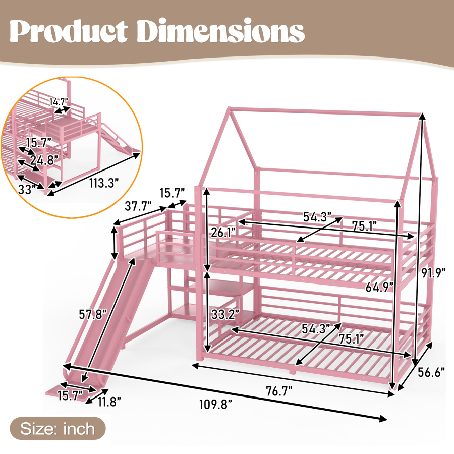 Lit superposé en métal avec es - Bunk Bed With Stairs And Slide avis et prix
