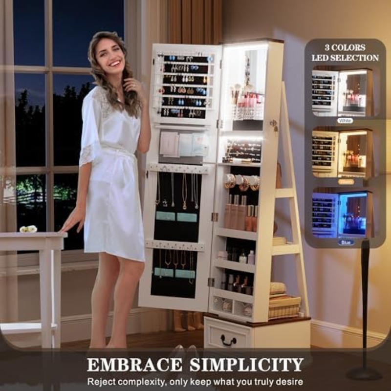 360 ° Armoire à bijoux pivotan - Full Length Mirror Jewelry Armoire avis et prix