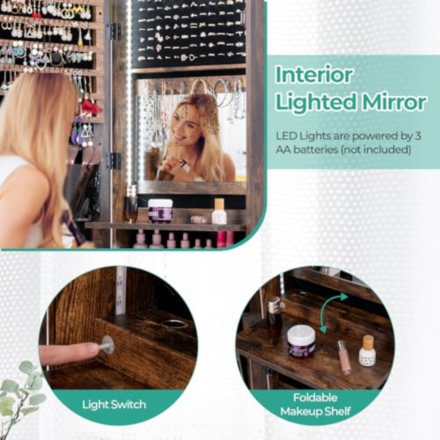 Armoire à bijoux à 47 LED pour - Full Length Mirror Jewelry Armoire avis et prix