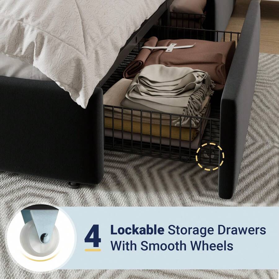 Cadre de lit plateforme taille - King Size Bed Frame With Storage Drawers avis et prix