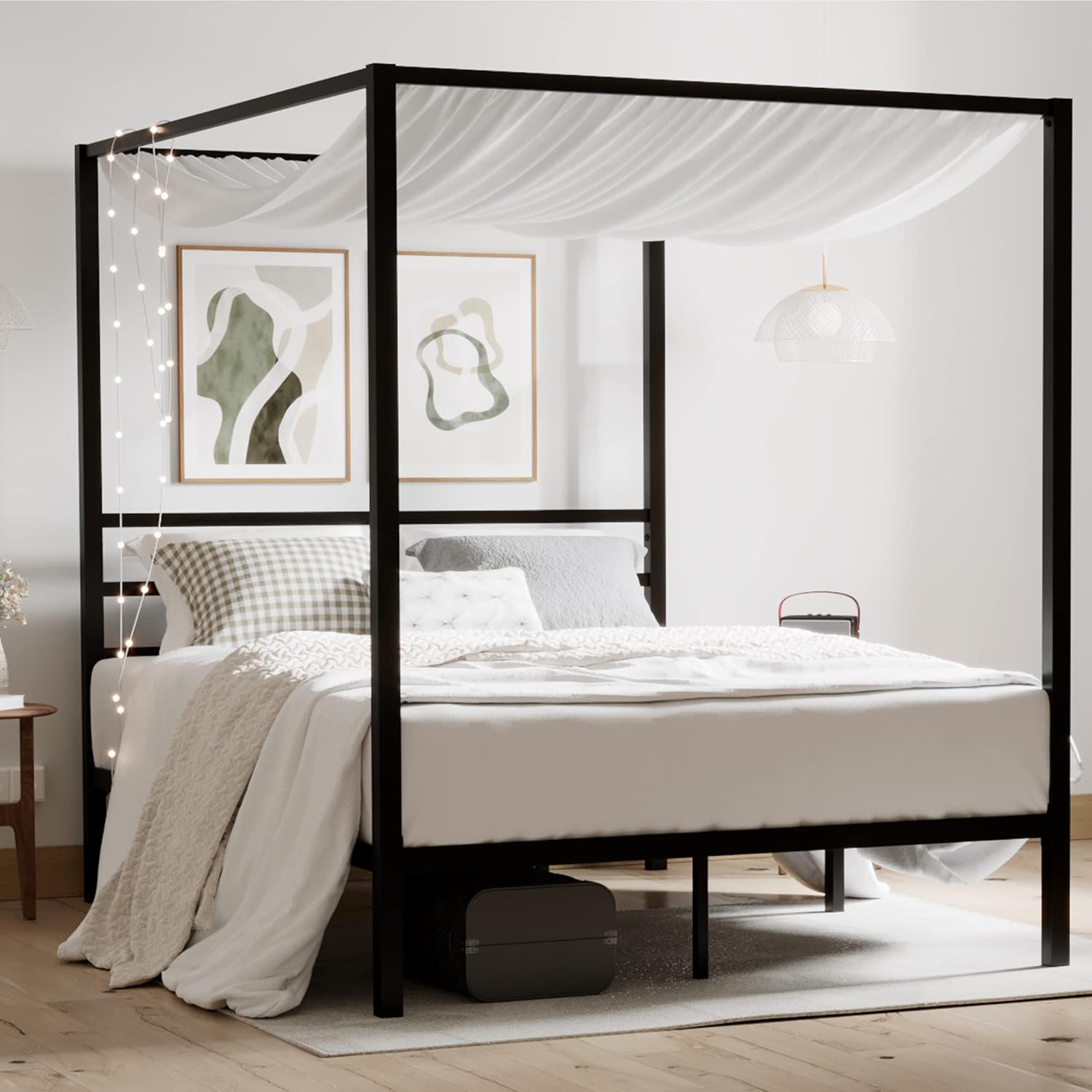 Cadre de lit à baldaquin en mé - Canopy Bed Frame Metal Queen avis et prix