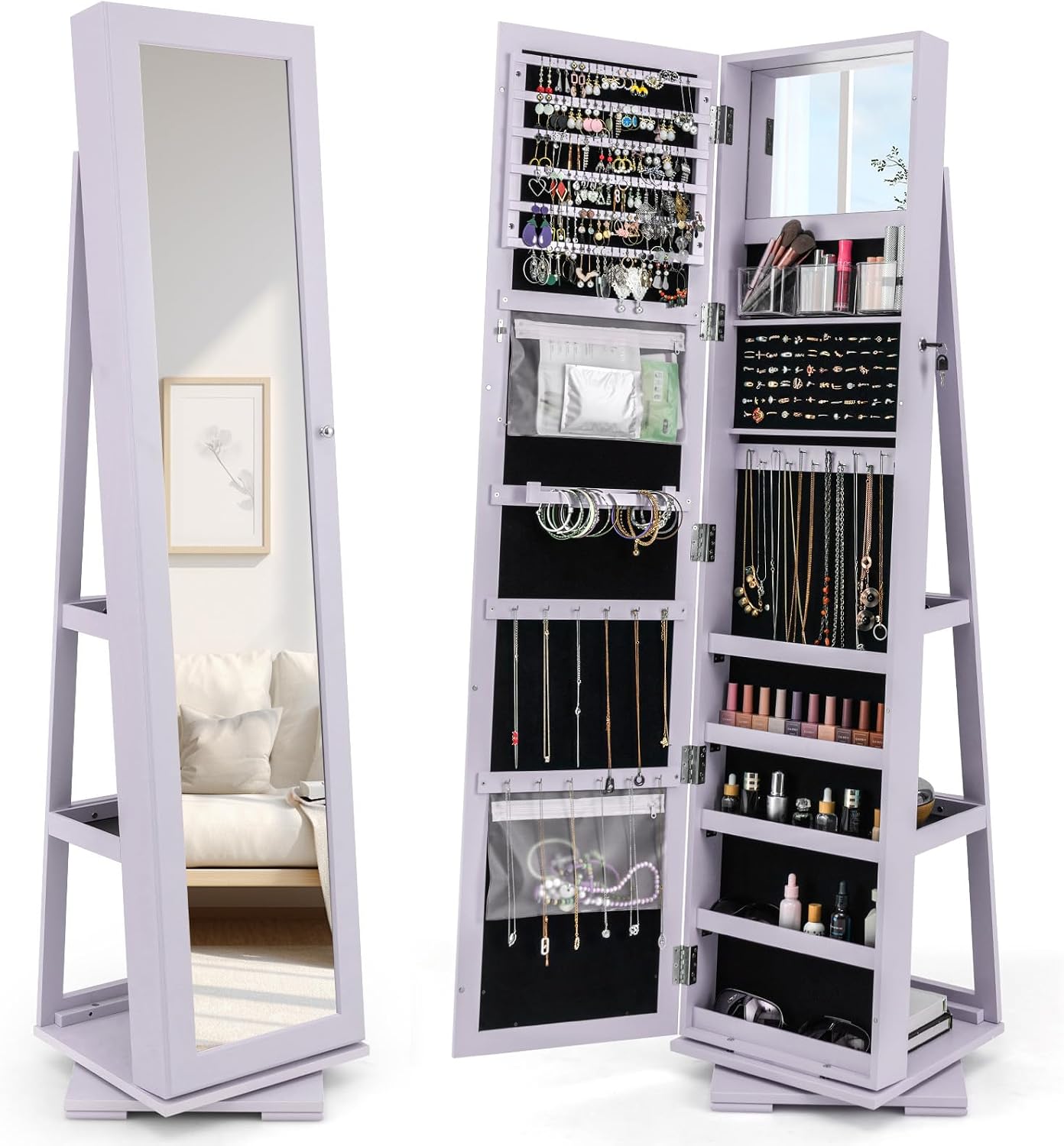 Armoire à bijoux pivotante à 3 - Full Length Mirror Jewelry Armoire avis et prix
