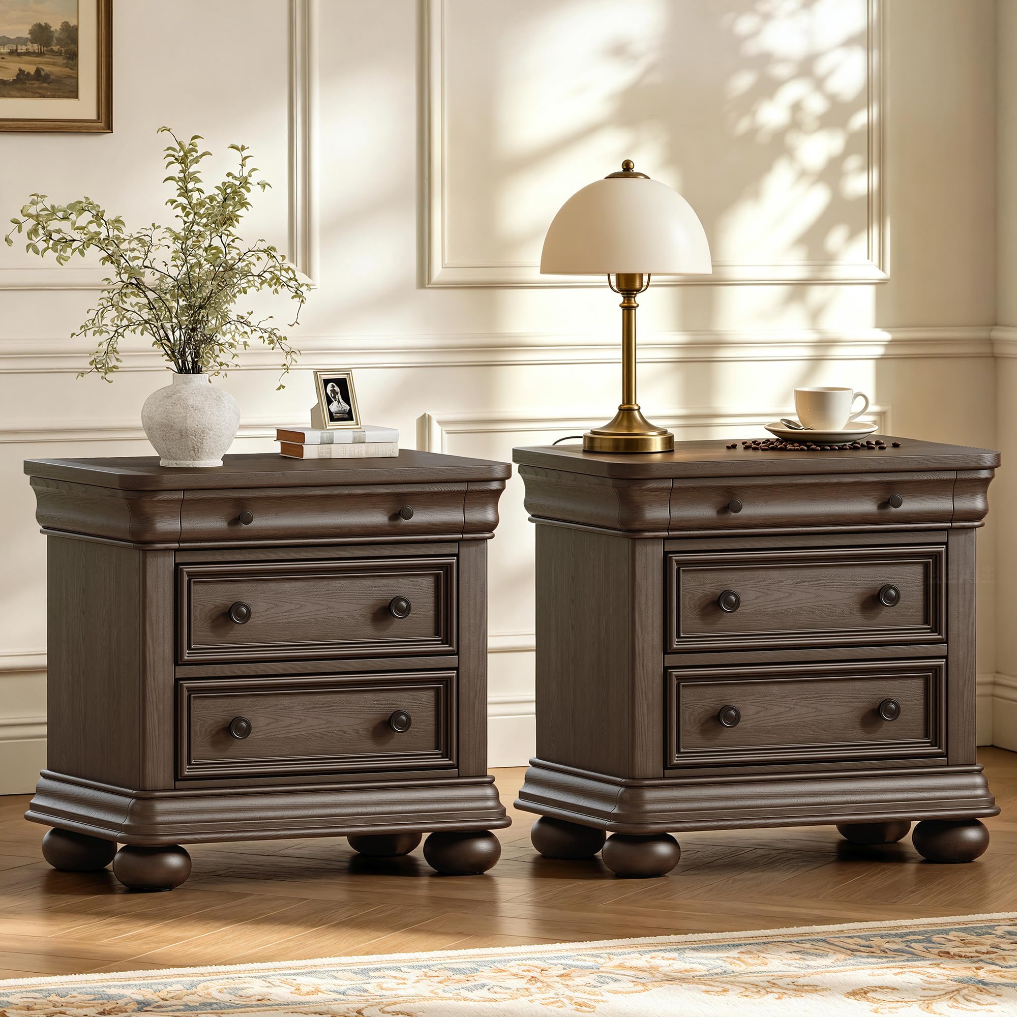 Ensemble de 2 tables de chevet - Solid Wood Nightstand 2 Drawers avis et prix