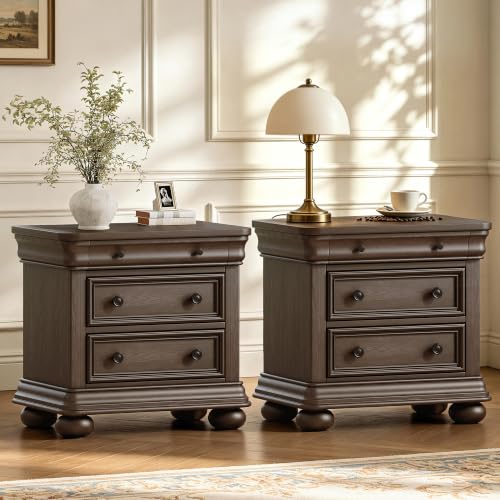 Ensemble de 2 tables de chevet - Solid Wood Nightstand 2 Drawers avis et prix