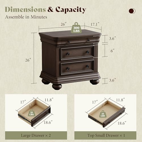 Ensemble de 2 tables de chevet - Solid Wood Nightstand 2 Drawers avis et prix