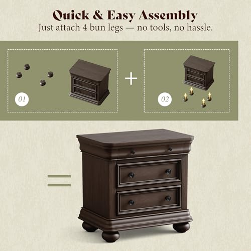 Ensemble de 2 tables de chevet - Solid Wood Nightstand 2 Drawers avis et prix