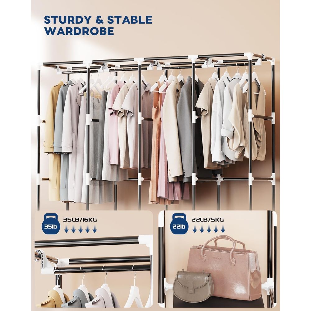 Organisateur de vêtements avec - Wardrobe Closet Portable Fabric Cover avis et prix