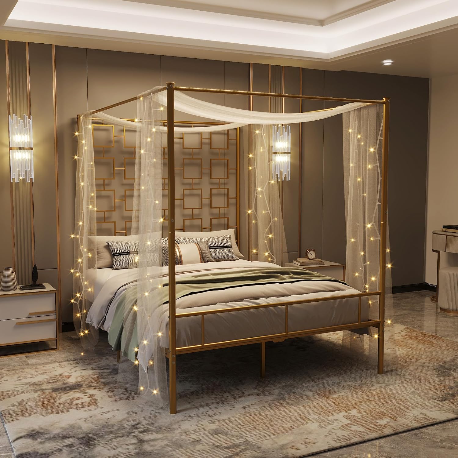 Cadre de lit à baldaquin Queen - Canopy Bed Frame Metal Queen avis et prix