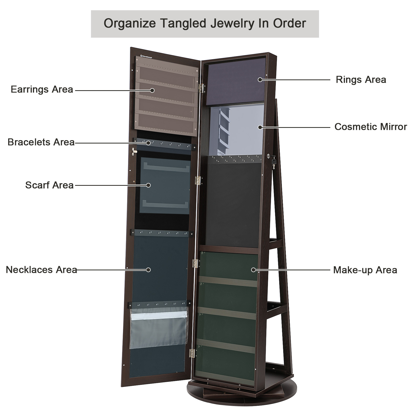 Armoire à bijoux avec miroir p - Full Length Mirror Jewelry Armoire avis et prix