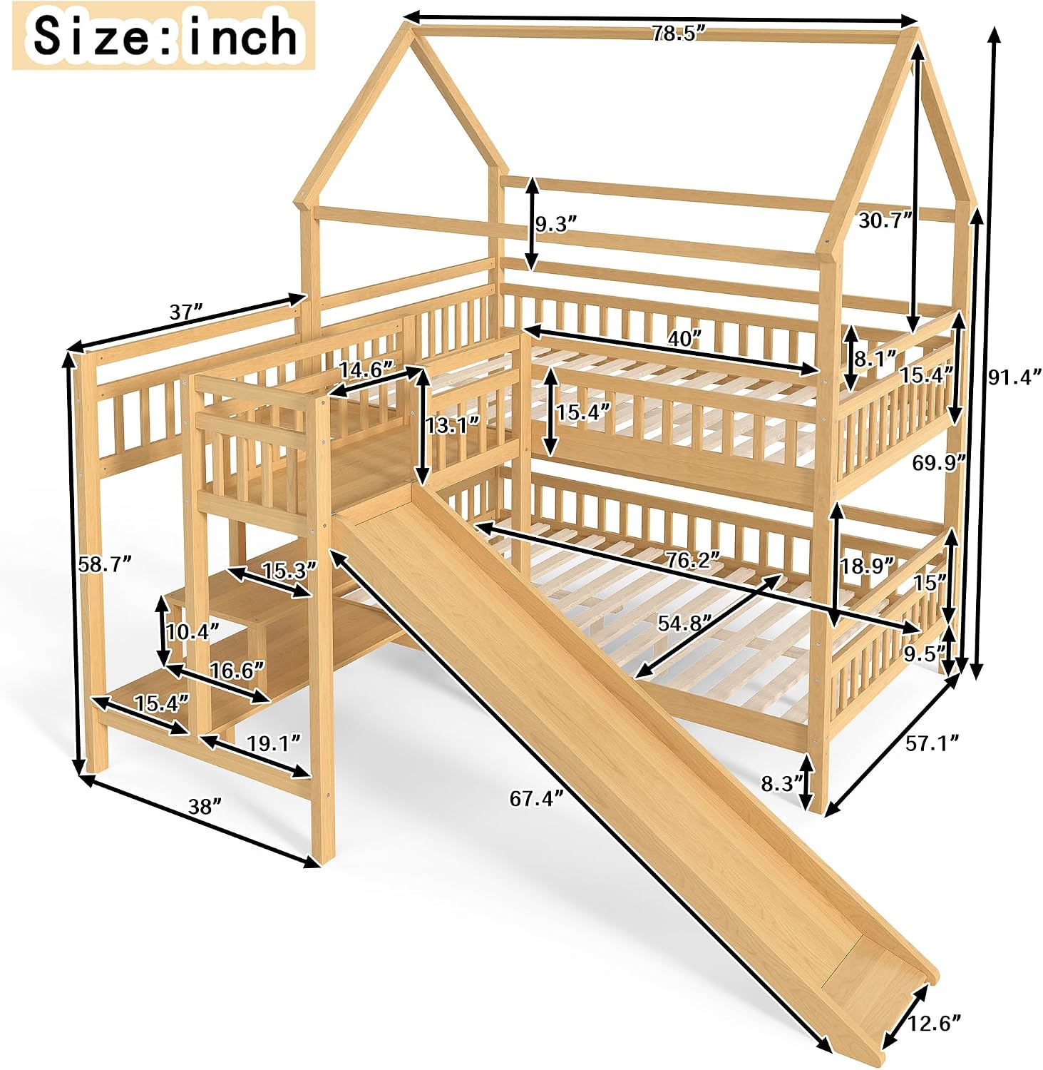 Lit superposé double avec toit - Bunk Bed With Stairs And Slide avis et prix