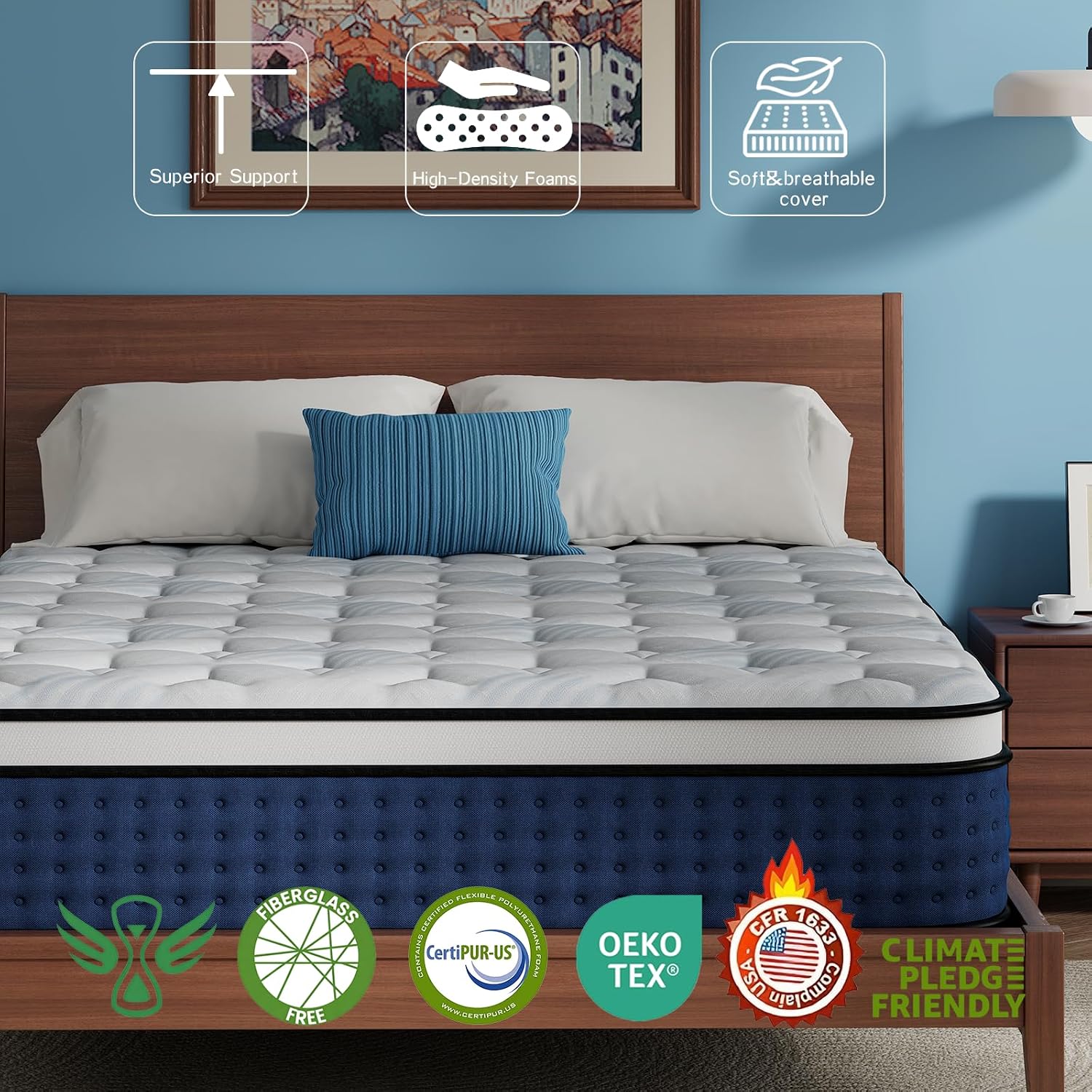 Matelas, matelas hybride Queen - Memory Foam Mattress In A Box Queen avis et prix
