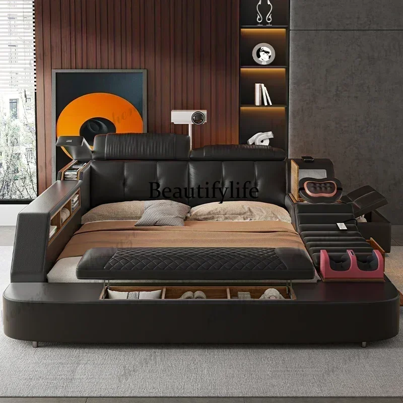 Lit double King Size noir P3 a - King Size Bed Frame With Storage Drawers avis et prix
