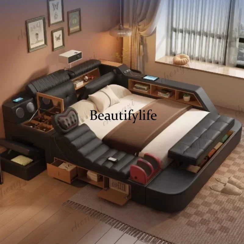 Lit double King Size noir P3 a - King Size Bed Frame With Storage Drawers avis et prix
