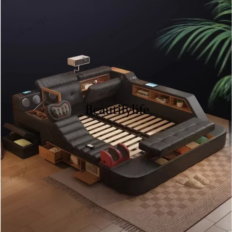Lit double King Size noir P3 a - King Size Bed Frame With Storage Drawers avis et prix
